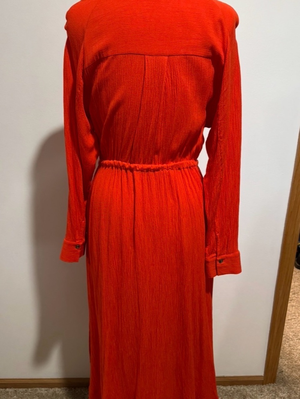 Banana Republic Women's Orange Button-Front Maxi Shirt Dress Size M - Picture 10 of 13